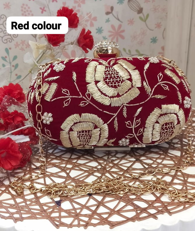 Womens Embroidery Design Round Oval Box Clutches Catalog
